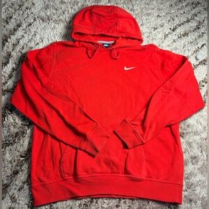 Nike Red Men's Pullover Hoodie with White Swoosh